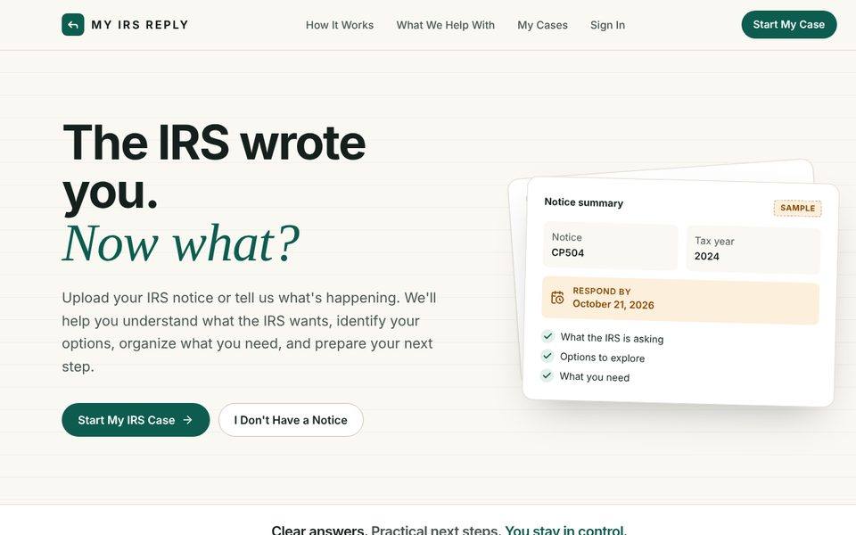 myirsreply home page
