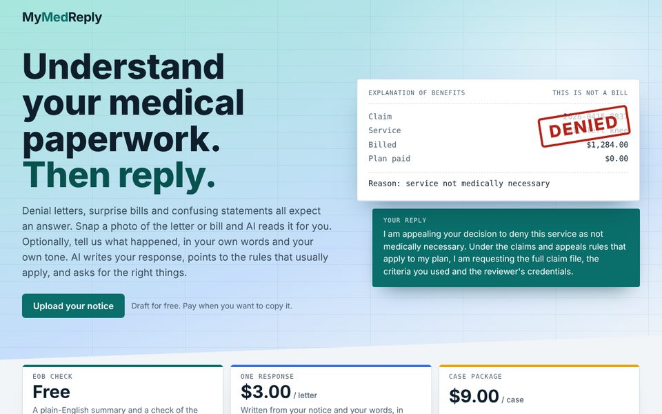 mymedreply home page