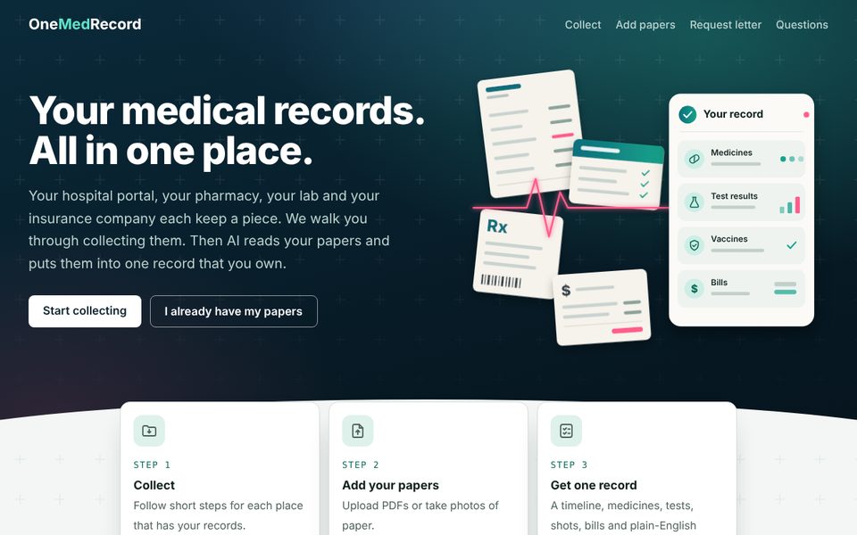 onemedrecord home page
