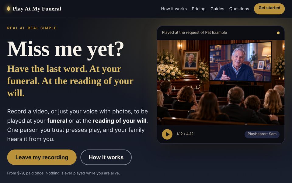 playatmyfuneral home page
